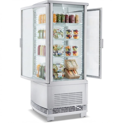 Countertop Display Fridge 98 litres 4 shelves White 2 curved doors front + back - CL98RW