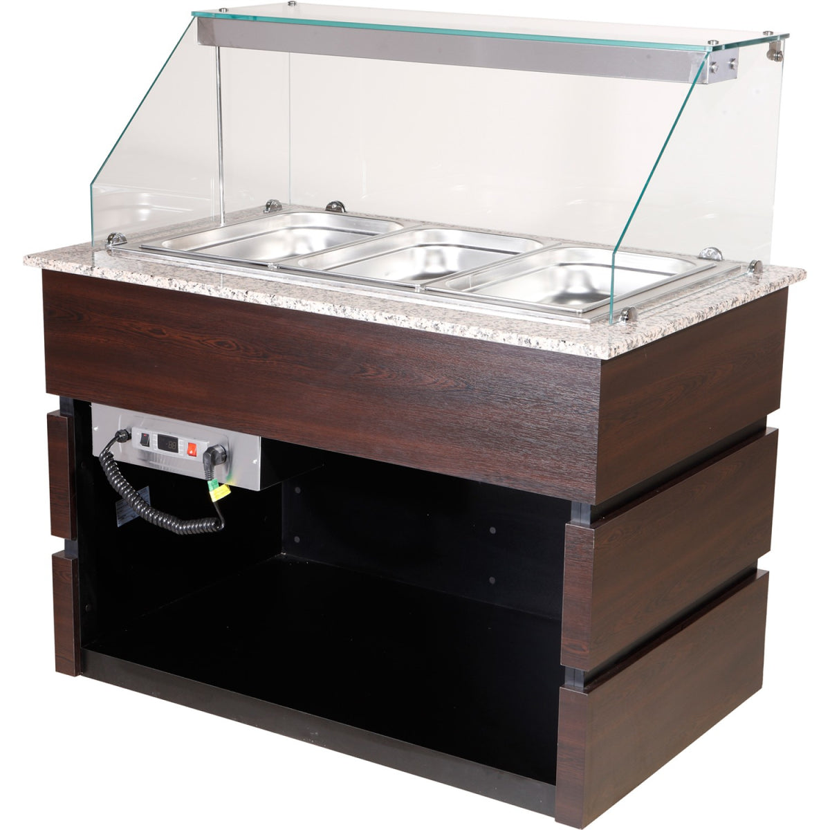 Professional Bain Marie Showcase 3xGN1/1 with Wooden Panels - CMB711