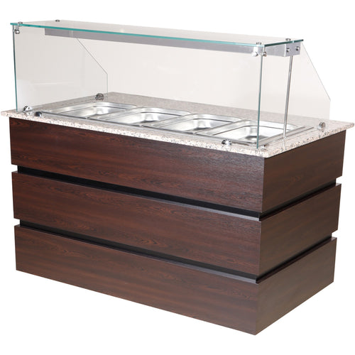 Professional Bain Marie Showcase 4xGN1/1 with Wooden Panels - CMB714