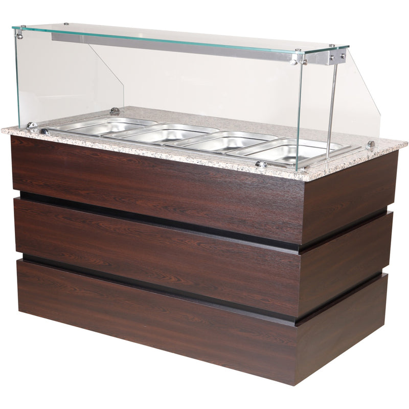 Professional Bain Marie Showcase 4xGN1/1 with Wooden Panels - CMB714
