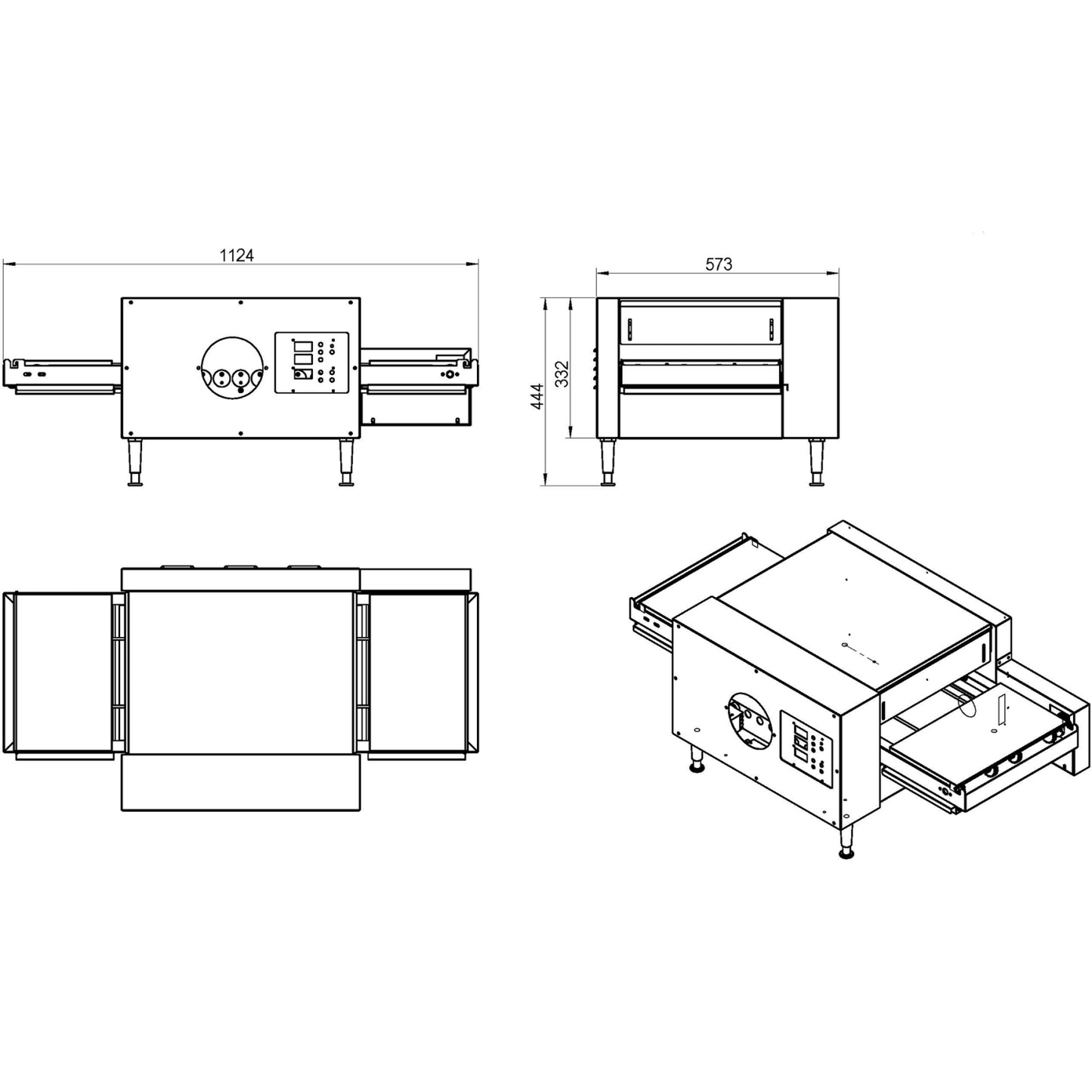 Commercial Conveyor Pizza oven 16 pizzas of 12'' per hour - CP12S
