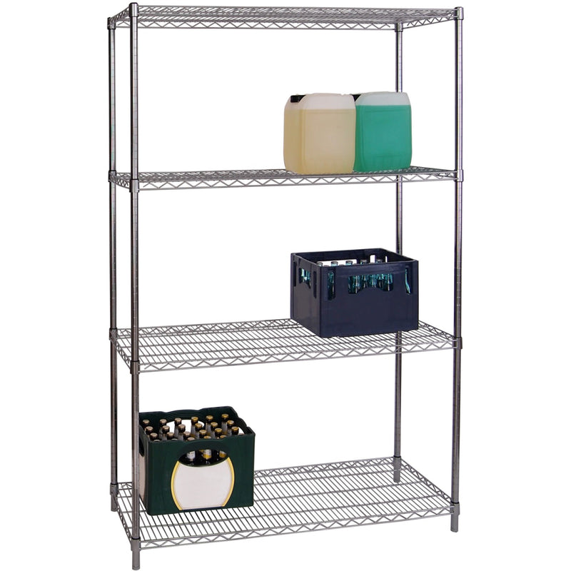 Commercial Stainless Steel Wire Shelving unit 4 tier 1200kg Width 1200mm Depth 450mm - SS12045180A4