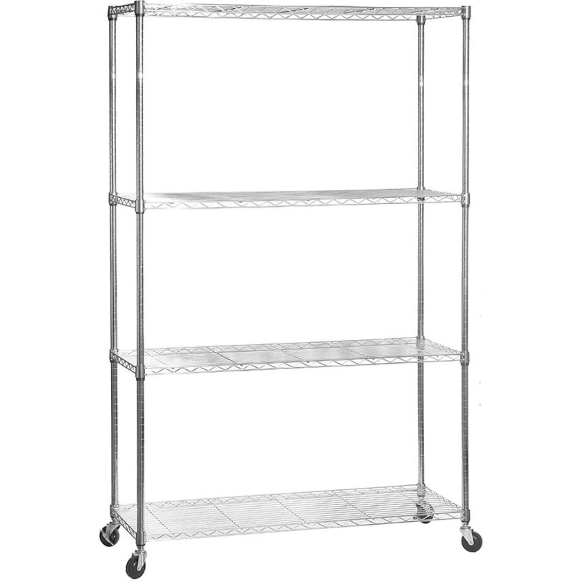 Commercial Mobile Shelving unit 4 tier 1000kg Width 1200mm Depth 450mm Chrome wire - CR12045180A4C