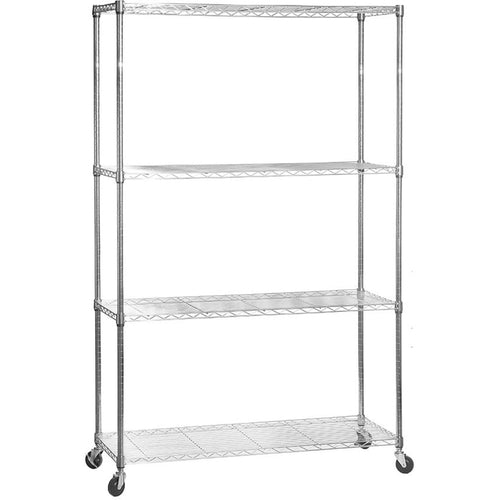 Commercial Mobile Shelving unit 4 tier 1000kg Width 1500mm Depth 450mm Chrome wire - CR15045180A4C
