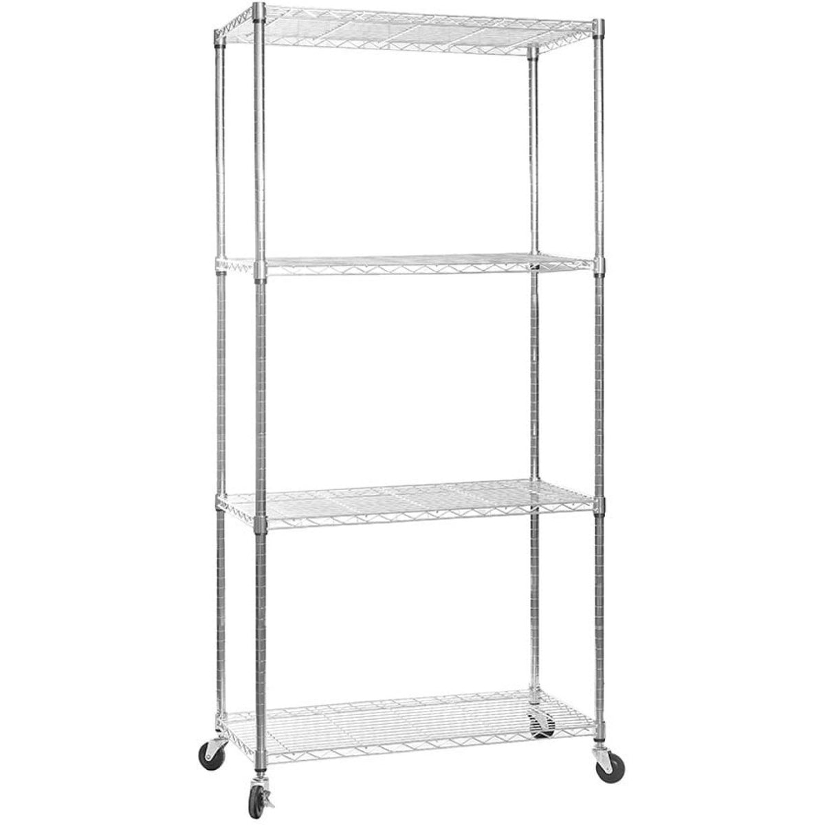 Commercial Mobile Shelving unit 4 tier 1000kg Width 900mm Depth 450mm Chrome wire - CR9045180A4C