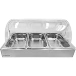 Roll top Display case 3xGN1/3 Stainless steel - CRD3