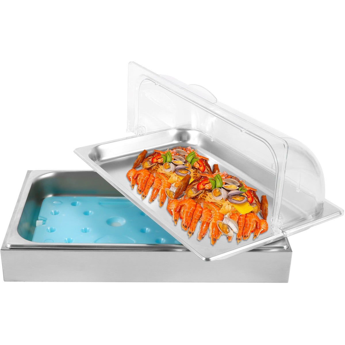 Roll top Display Cooling plate with Ice box GN1/1 Stainless steel - CRDIB1