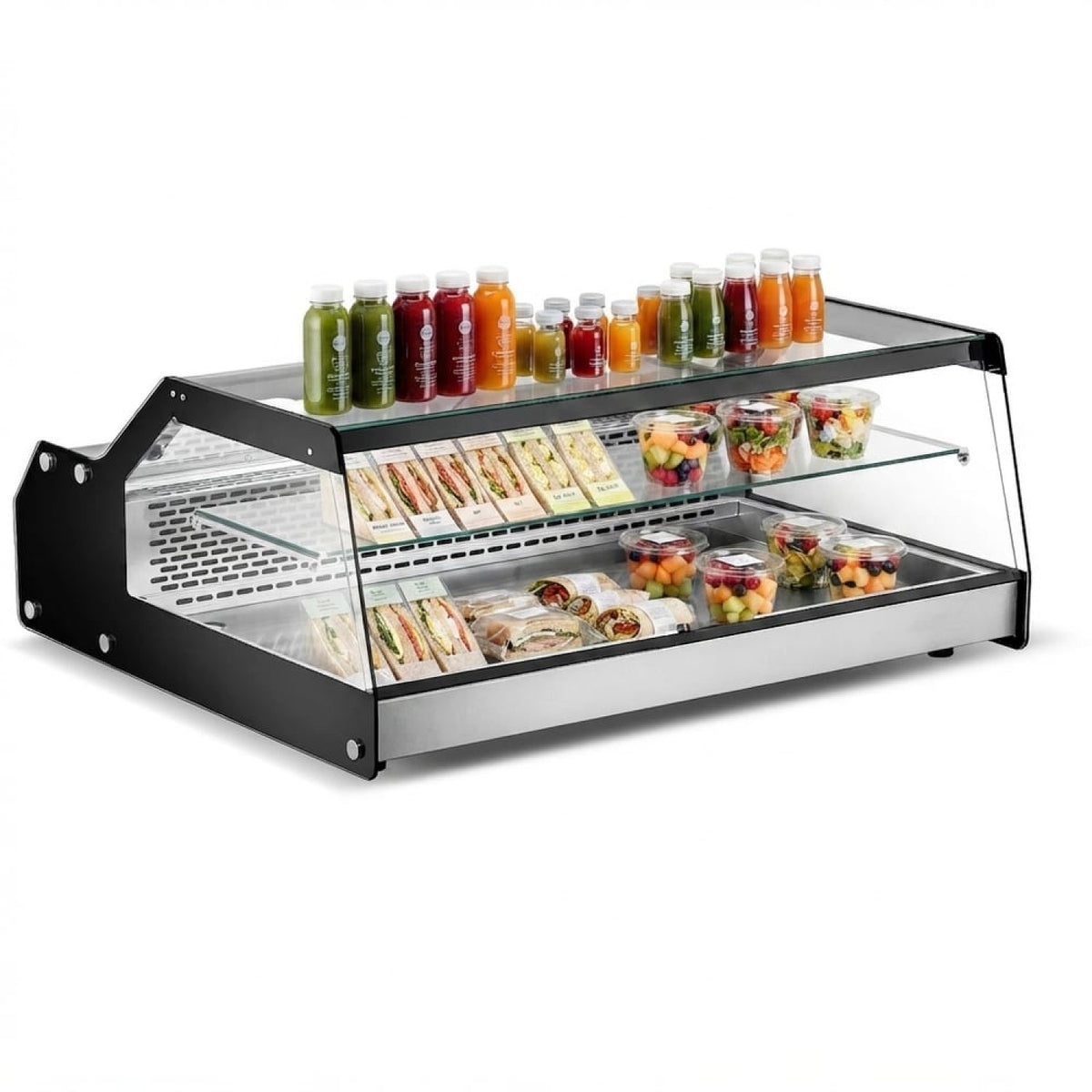 Display Merchandiser Fridge 148 litres 1 shelf + 3xGN1/1 bottom shelf Stainless Steel & Black - CW170