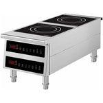 Commercial Countertop Double Front-to-Back Induction Cooker with Legs 7000W (3500W+3500W) Touch Control Hardwired - CX006
