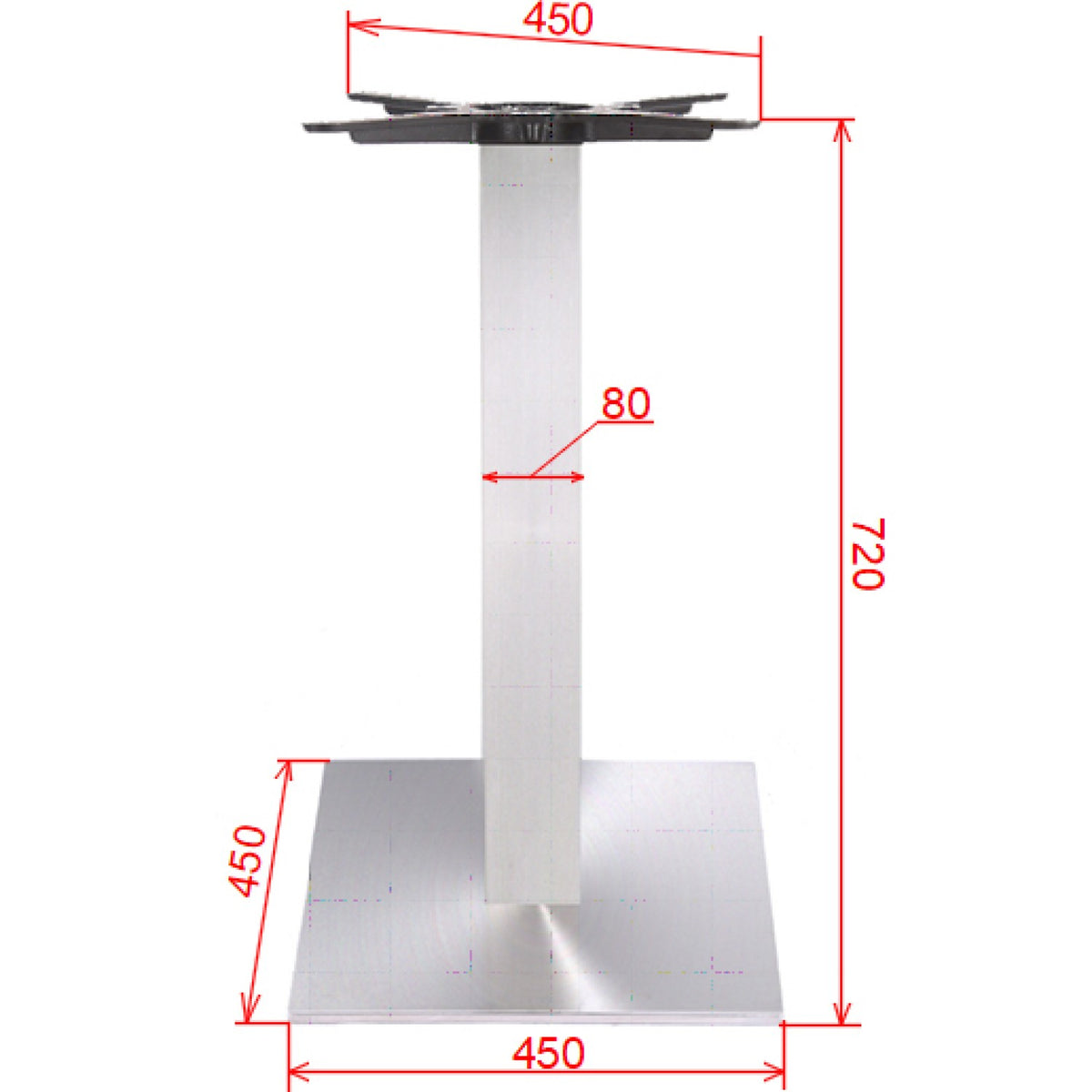 Silver Cast Iron Table Base Square 450x450x720mm - D002CSILVER