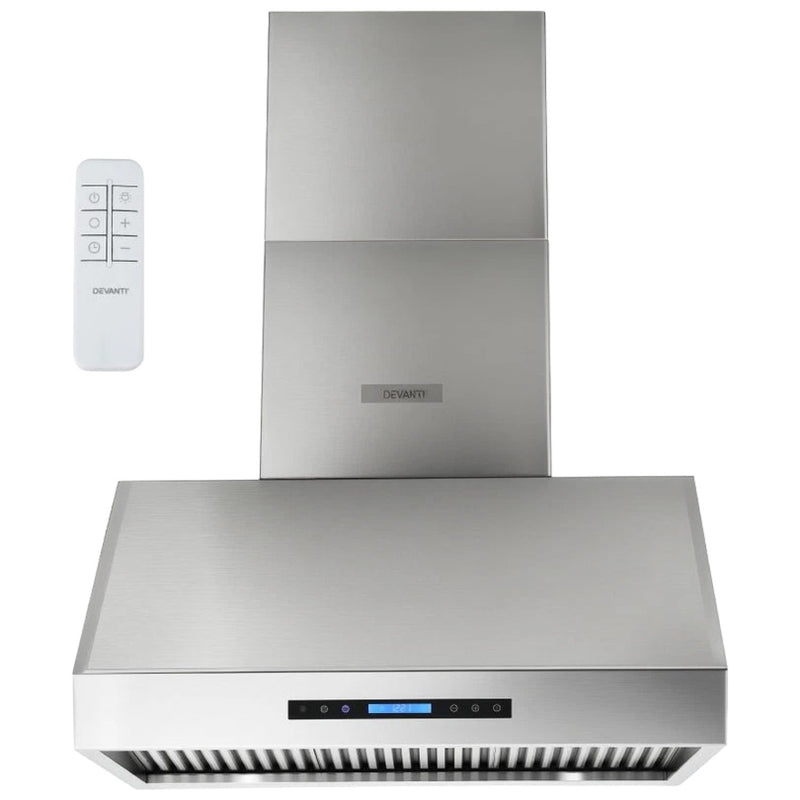 Commercial Wall Mounted Stainless Steel Extraction Hood with Touch Control, Remote and LED Lighting 914 x 610mm - D36GF324