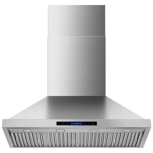 Commercial Wall Mounted Stainless Steel Extraction Hood with Touch Control, Remote and LED Lighting 1195 x 600mm - D48FF224