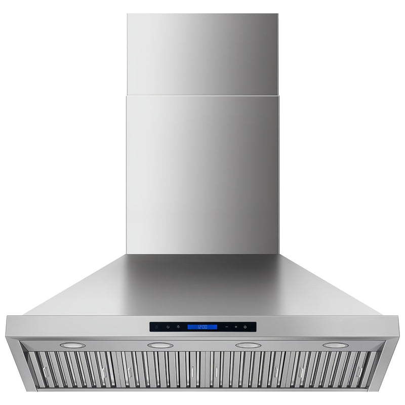 Commercial Wall Mounted Stainless Steel Extraction Hood with Touch Control, Remote and LED Lighting 1195 x 600mm - D48FF224