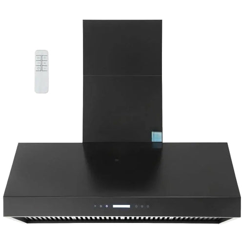 Commercial Wall Mounted Black Extraction Hood with Touch Control, Remote and LED Lighting 1219 x 686mm - D48GF327