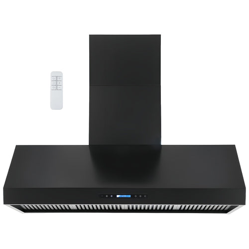 Commercial Wall Mounted Black Extraction Hood with Touch Control, Remote and LED Lighting 1524 x 686mm - D60GF327