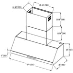 Commercial Wall Mounted Black Extraction Hood with Touch Control, Remote and LED Lighting 1524 x 686mm - D60GF327