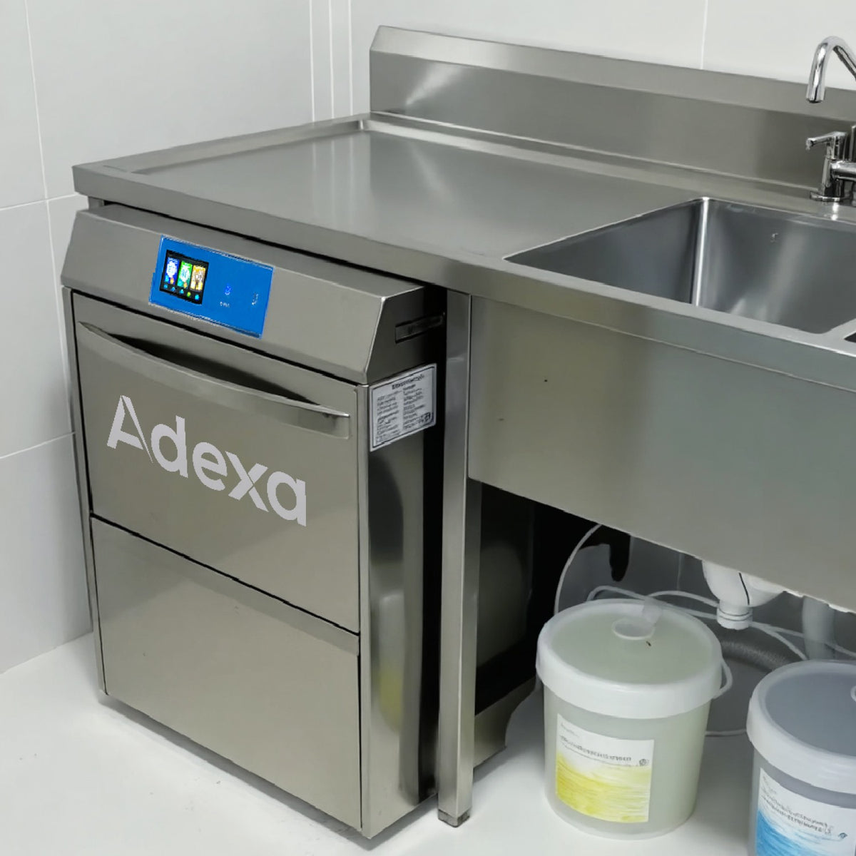 Commercial Undercounter Dishwasher with 500mm Basket 220V with Drain, Detergent & Rinse Pump - DAVS106