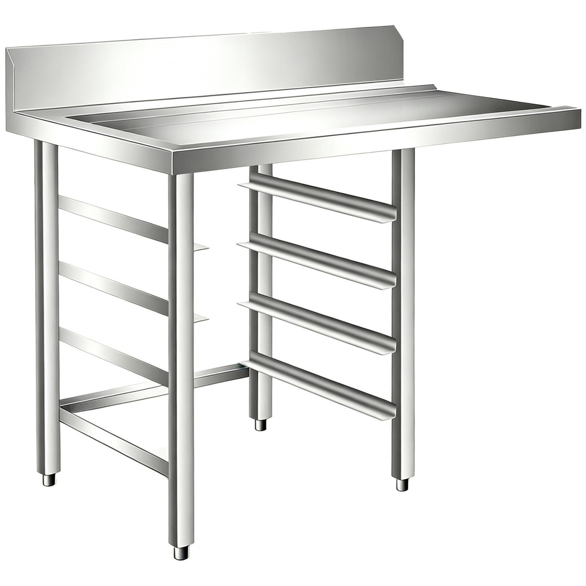 Commercial Stainless Steel Worktable for Rack Conveyor Dishwasher Left Side 1000 x 760 x 880mm - DAVS136