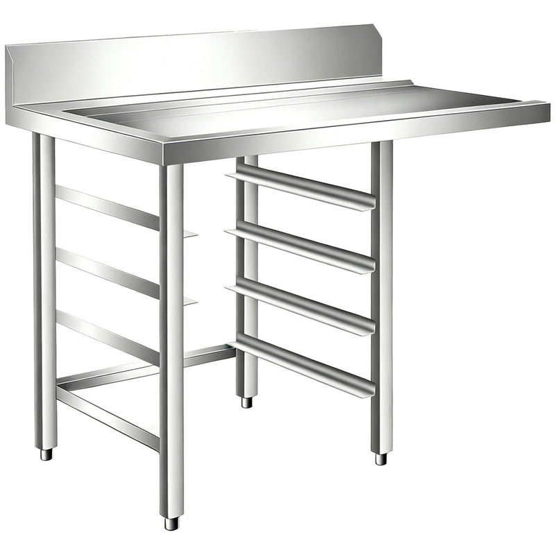 Commercial Stainless Steel Worktable for Rack Conveyor Dishwasher Left Side 1000 x 760 x 880mm - DAVS136