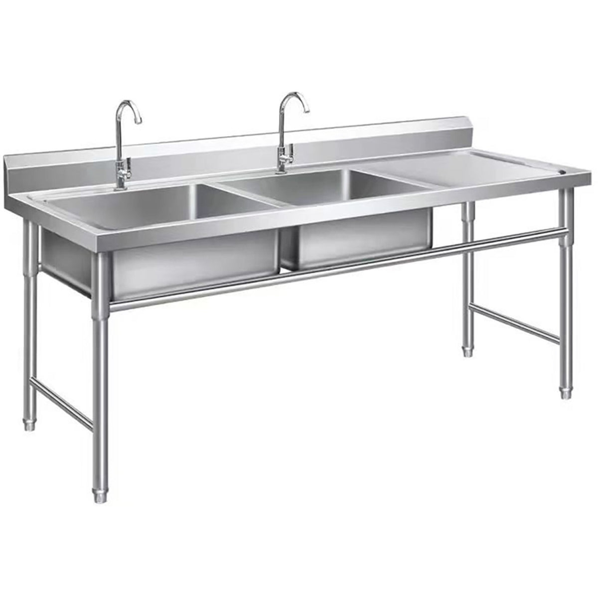 Commercial Double Sink Stainless steel 1400x600x900mm 2 bowl left Splashback - DBS14060LEFT