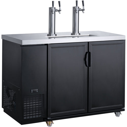 Professional Double Top Beer Dispenser 2 Door Bottle Cooler 540 Litres 1445 x 705 x 1216mm Black - DKB60M2