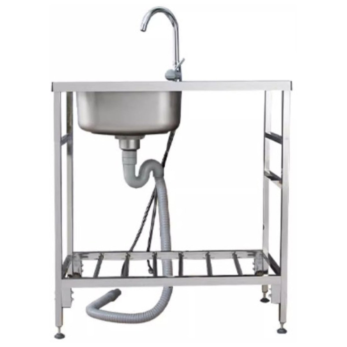 Commercial Stainless Steel Sink with Right-Hand Drainer and Undershelf 1000×500×800mm - DNG306