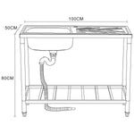 Commercial Stainless Steel Sink with Right-Hand Drainer and Undershelf 1000×500×800mm - DNG306