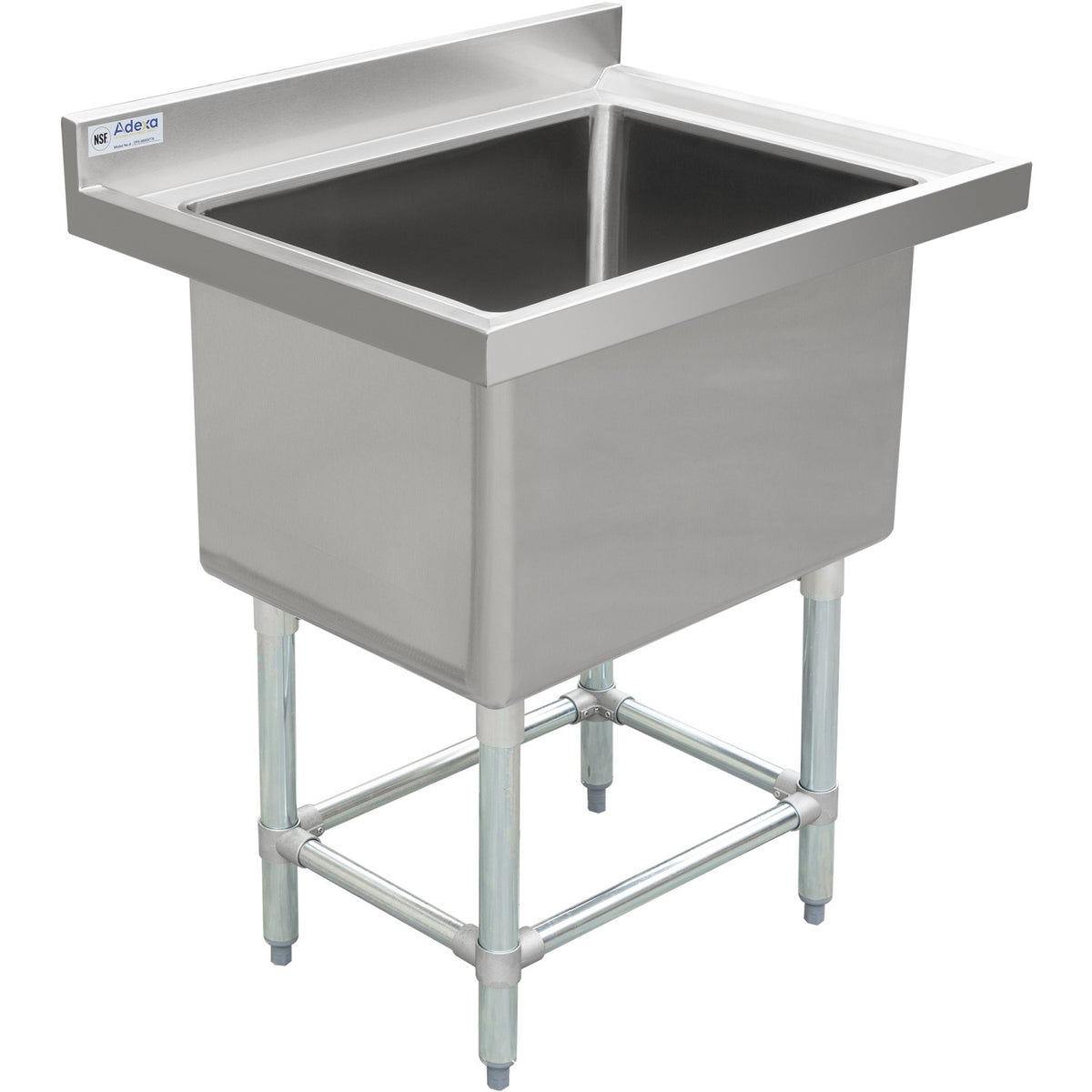 Commercial Pot Wash Sink Stainless steel 1 bowl Splashback 770x600x900mm - DPSS600X770