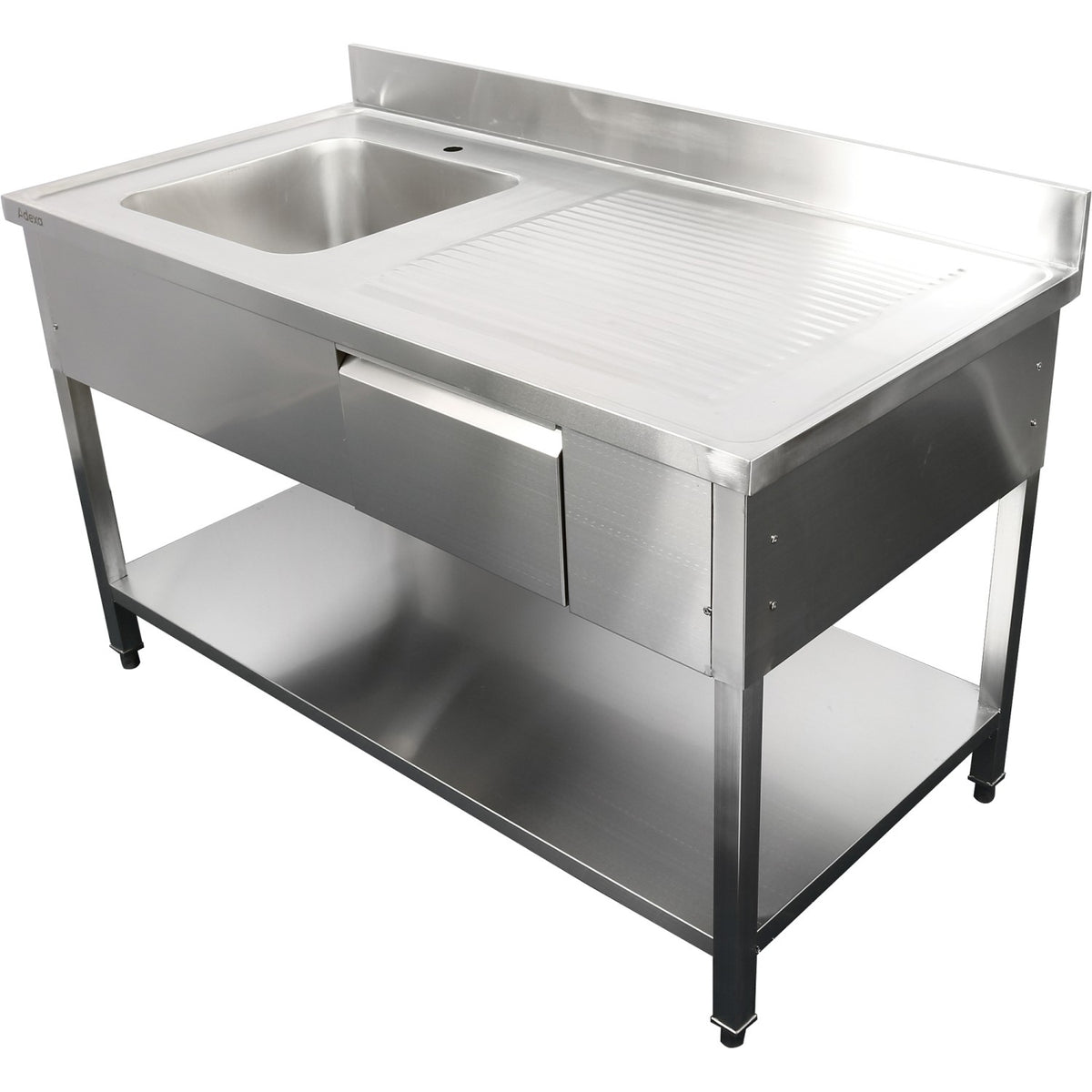 Commercial Sink with 1 drawer Stainless steel 1 bowl Left Bottom shelf Splashback 1500x600x950mm - DSA150601DL