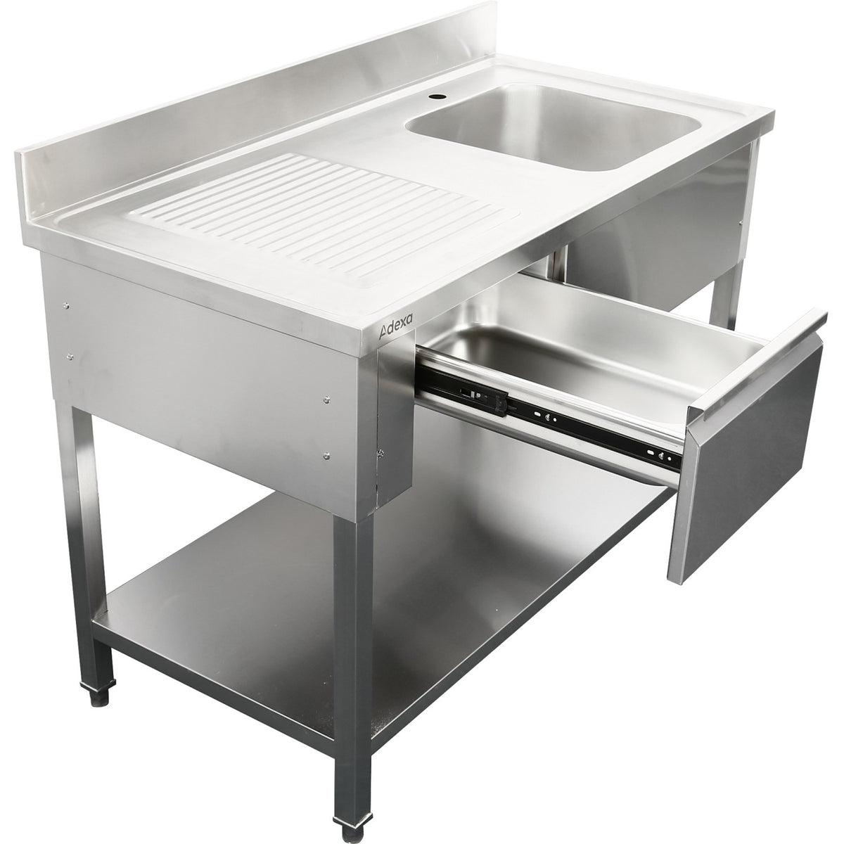 Commercial Sink Stainless steel 1500x700x950mm 1 bowl to the right 1 drawer Splashback - DSA150701DR