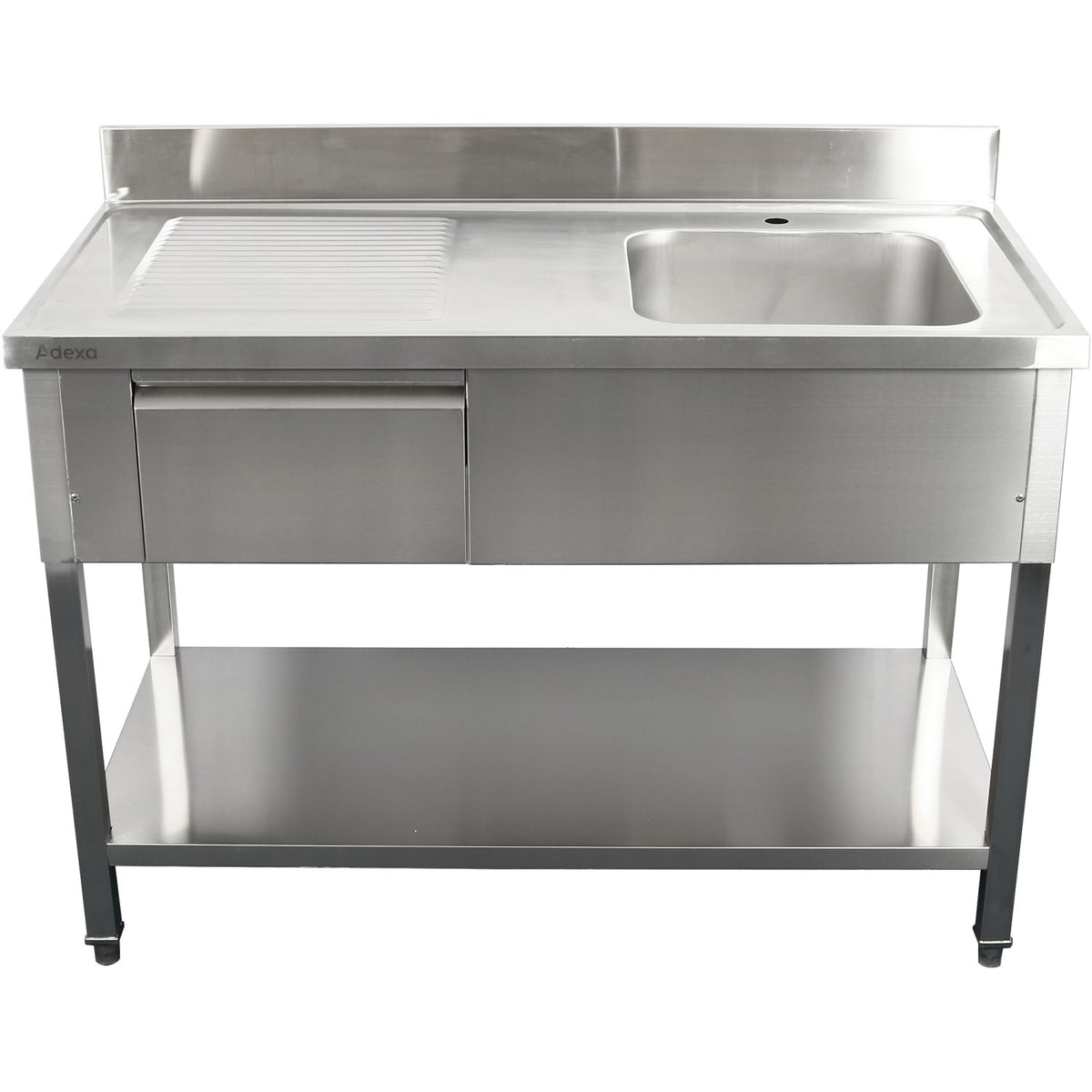 Commercial Sink Stainless steel 1500x700x950mm 1 bowl to the right 1 drawer Splashback - DSA150701DR