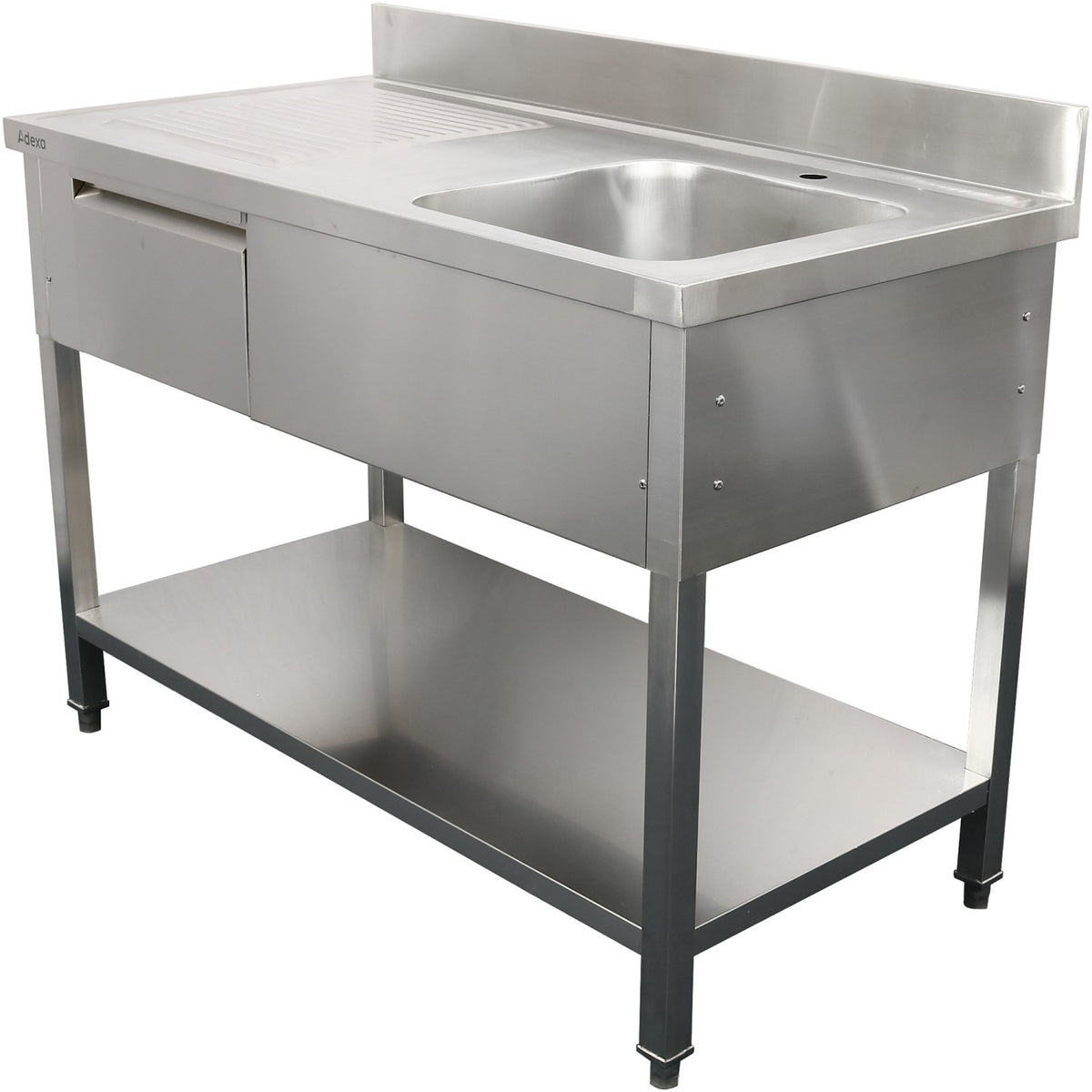 Commercial Sink Stainless steel 1500x700x950mm 1 bowl to the right 1 drawer Splashback - DSA150701DR