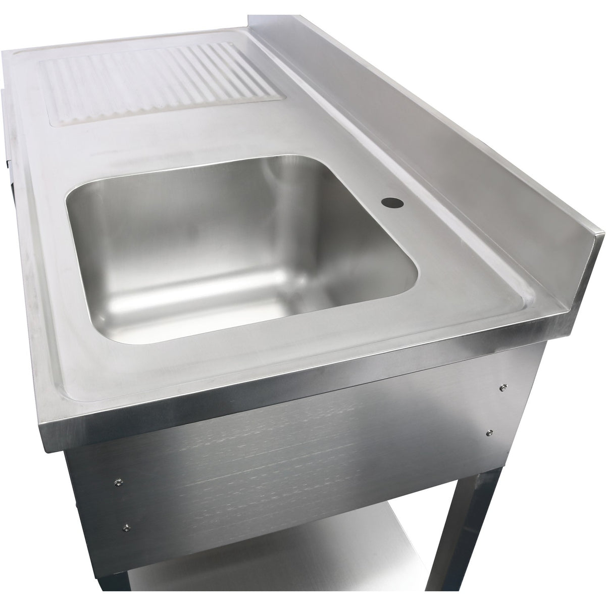 Commercial Sink Stainless steel 1500x700x950mm 1 bowl to the right 1 drawer Splashback - DSA150701DR