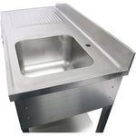 Commercial Sink Stainless steel 1400x700x950mm 1 bowl to the right 1 drawer Splashback - DSA140701DR