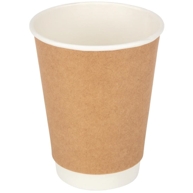 500pcs Compostable Coffee Cups Double wall 12oz/355ml Kraft - DW12K