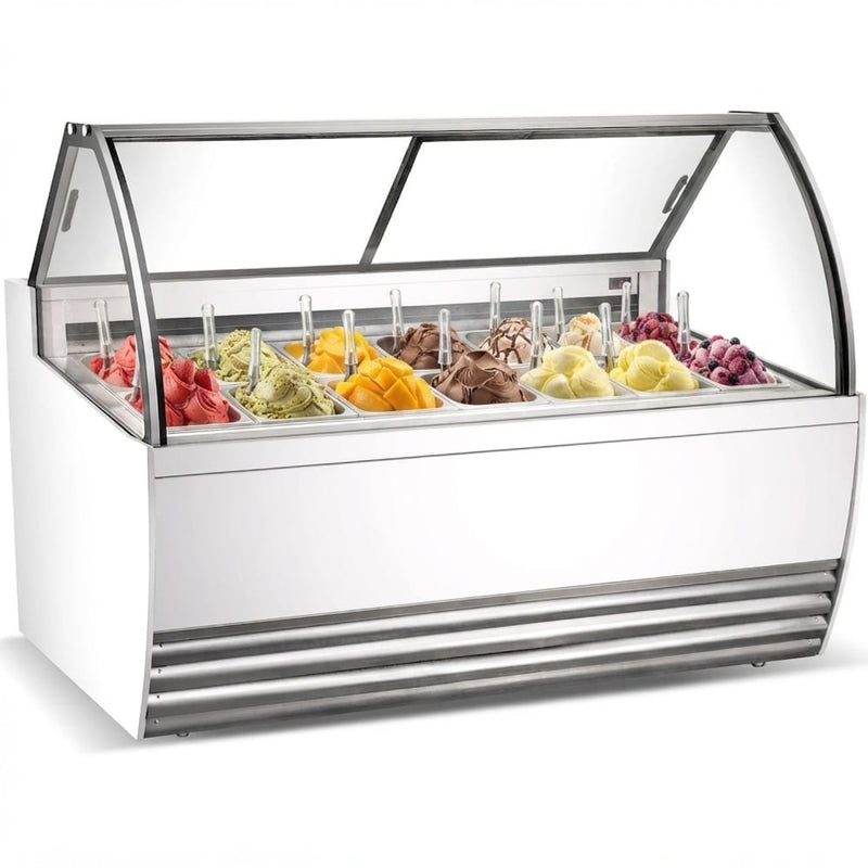 Professional Gelato & Ice Cream Serving Display Counter 13 tubs - DW13R