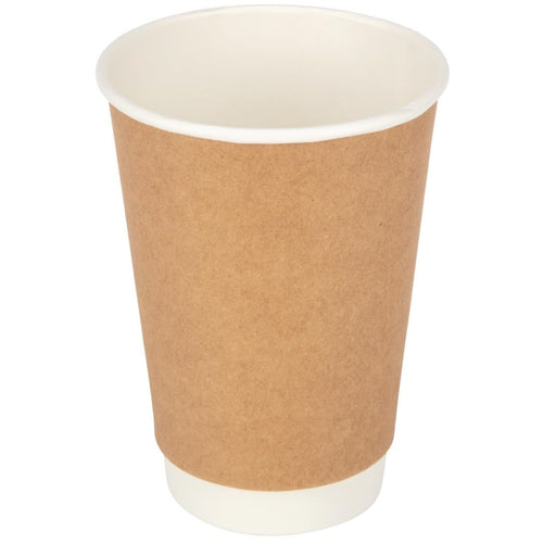 500pcs Compostable Coffee Cups Double wall 16oz/473ml Kraft - DW16K