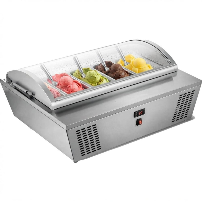 Professional Gelato & Ice Cream Serving Display Counter 85 litres Stainless Steel - DW675