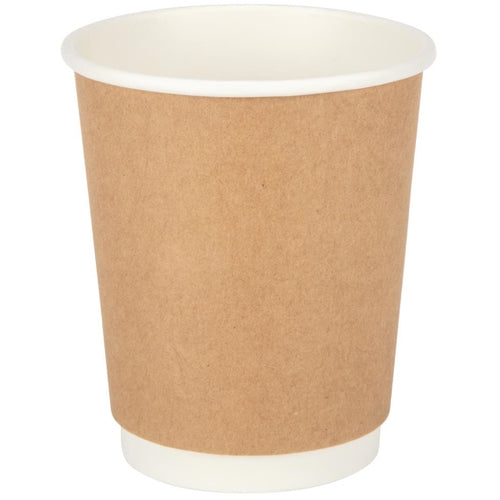 500pcs Compostable Coffee Cups Double wall 8oz/237ml Kraft - DW8K