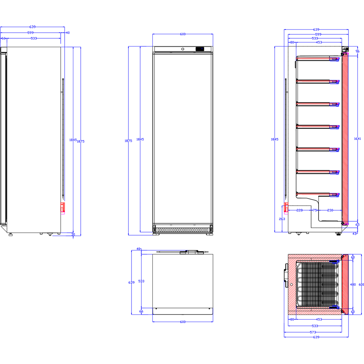 400lt Commercial Freezer Upright cabinet Stainless steel Single door - DWF400SS