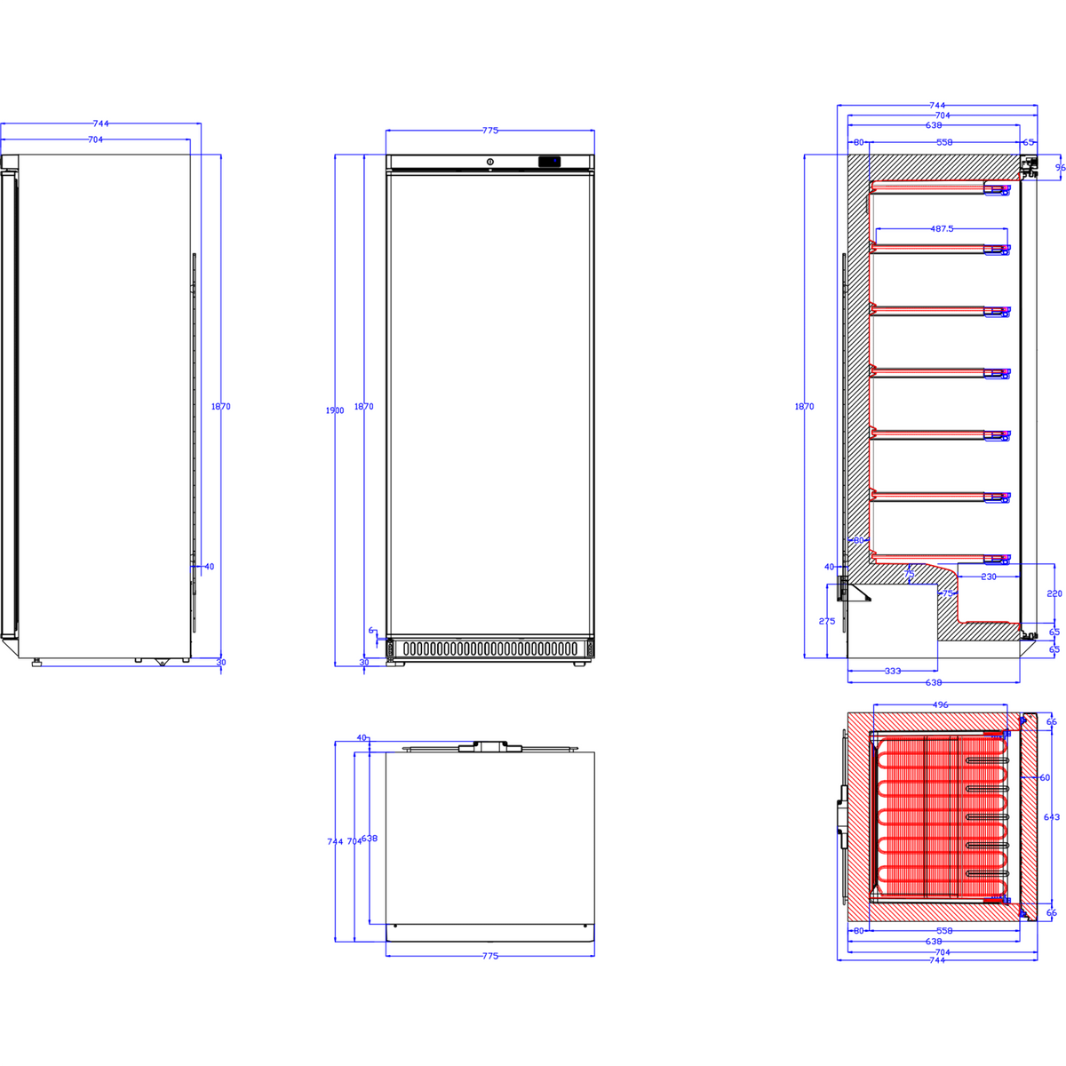 600lt Commercial Freezer Upright cabinet Stainless steel Single door - DWF600SS