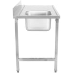 Loading table Left side 1200x650x850mm With sink With splashback Stainless steel - DWITA1265L
