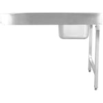 Loading table Left side 1200x650x850mm With sink With splashback Stainless steel - DWITA1265L