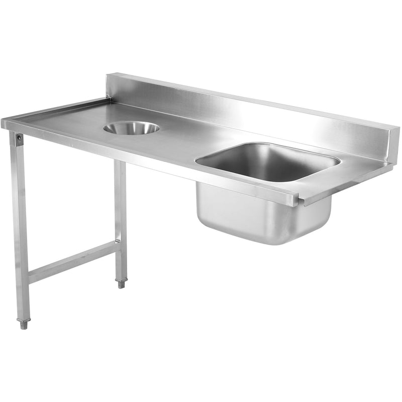 Loading Table Left Side Stainless Steel with Sink & Waste Hole & Splashback 1400x650x850mm - DWITC1465L