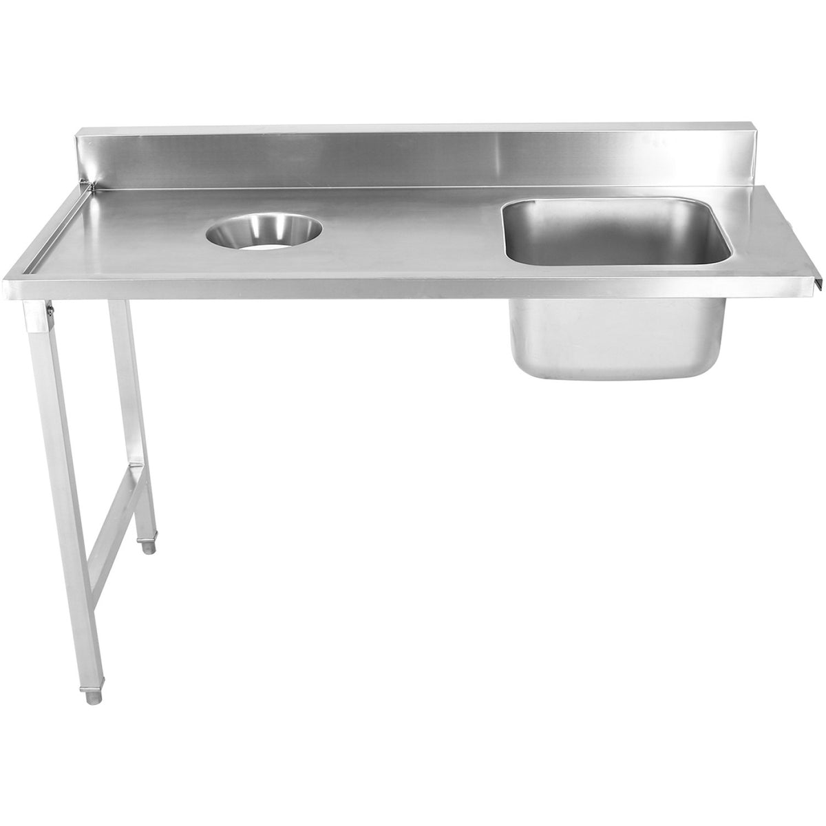 Loading Table Left Side Stainless Steel with Sink & Waste Hole & Splashback 1400x650x850mm - DWITC1465L