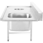 Loading Table Left Side Stainless Steel with Sink & Waste Hole & Splashback 1400x650x850mm - DWITC1465L