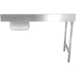 Loading Table Left Side Stainless Steel with Sink & Waste Hole & Splashback 1400x650x850mm - DWITC1465L