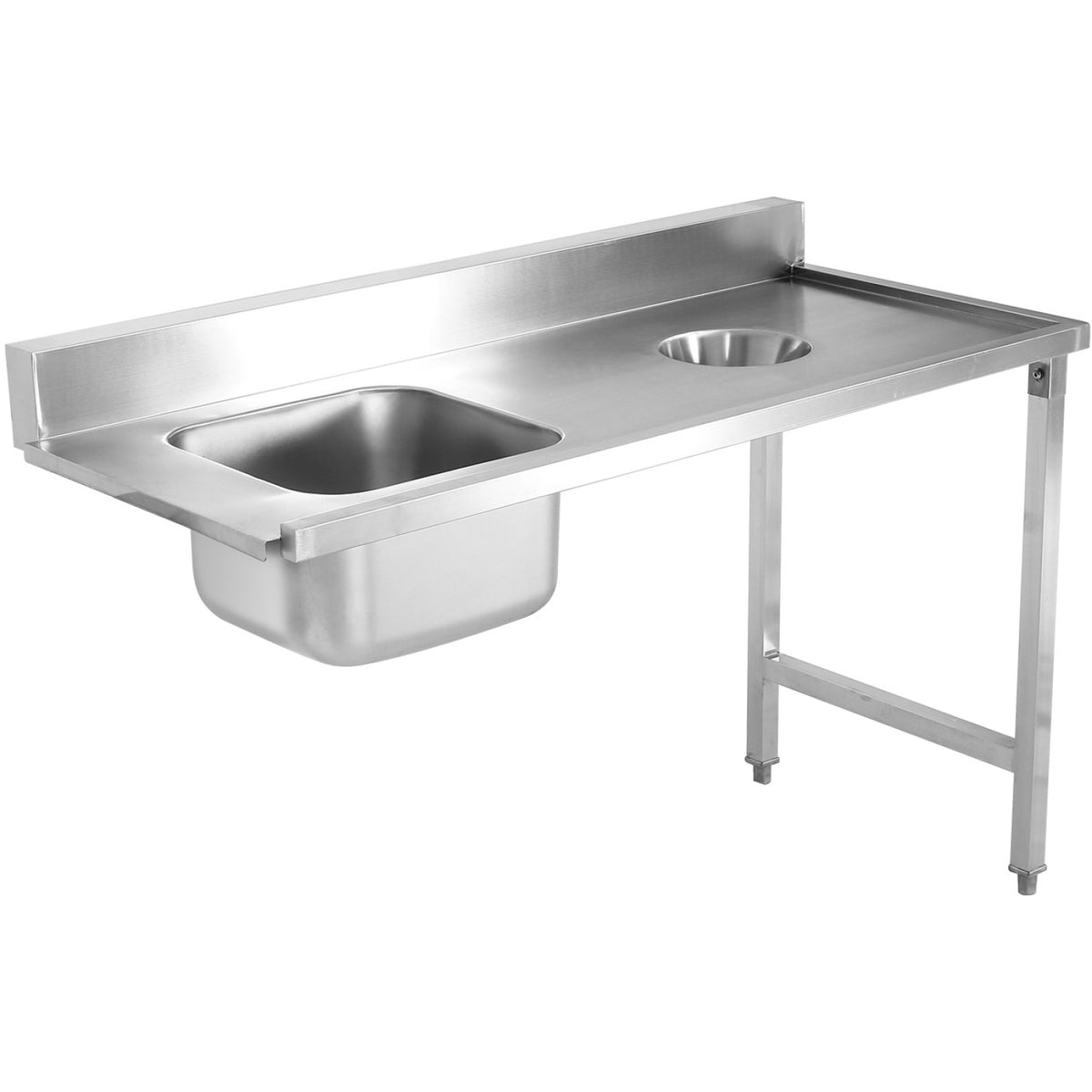 Loading Table Reft Side Stainless Steel with Sink & Waste Hole & Splashback 1400x650x850mm - DWITC1465R