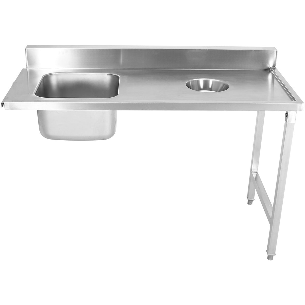 Loading Table Reft Side Stainless Steel with Sink & Waste Hole & Splashback 1400x650x850mm - DWITC1465R