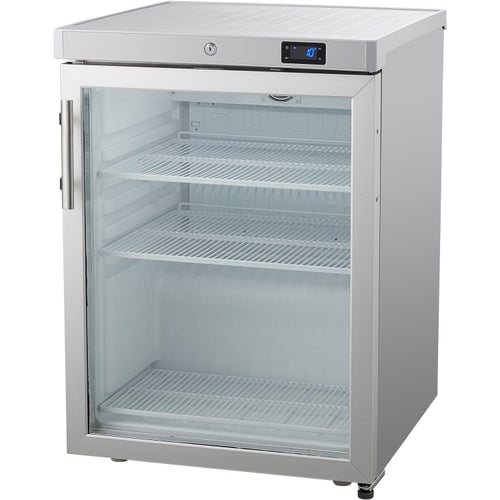 Professional 200L Stainless Steel Single Glass Door Undercounter Refrigerator | DWR200GSS